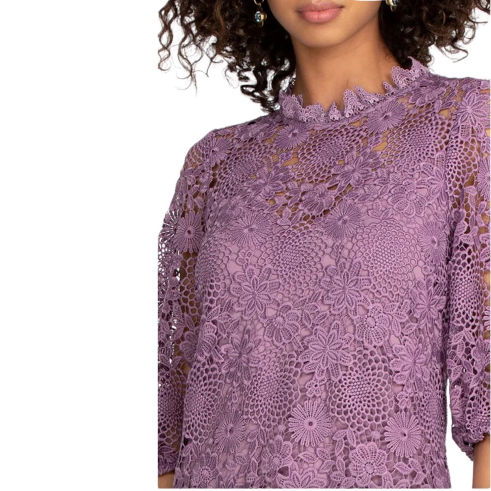 Johnny Was Purple Slip Dress with Lace Overlay B1 - Picture 2 of 14